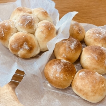 焼き立てモチモチのパン♡
美味しかったです！
息子２人も大喜びで、おかわりが止まりませんでした。
ママ、パン屋さんみたい！とまで言ってくれました(^^)